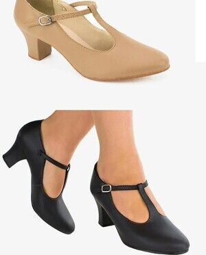 Dance NEW Clearance Character Shoes So Danca CH40 Chrissie 2" Heel T Strap - Bla